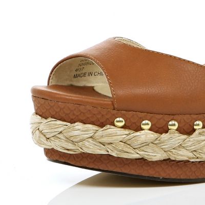 Light brown wedge sandals