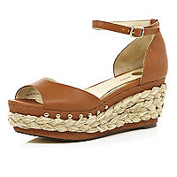 Light brown wedge sandals