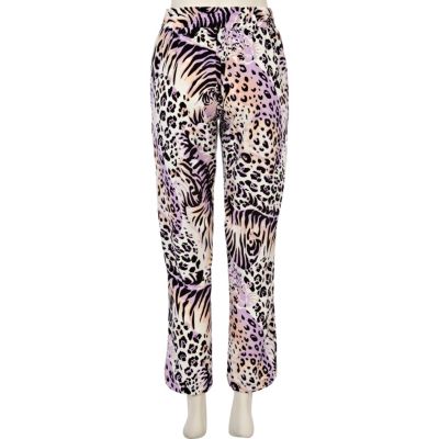 Purple leopard print trousers