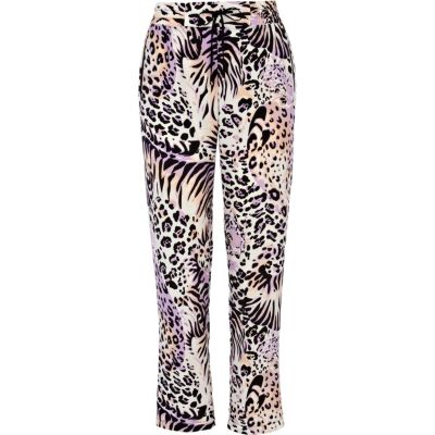 Purple leopard print trousers