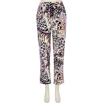 Purple leopard print trousers