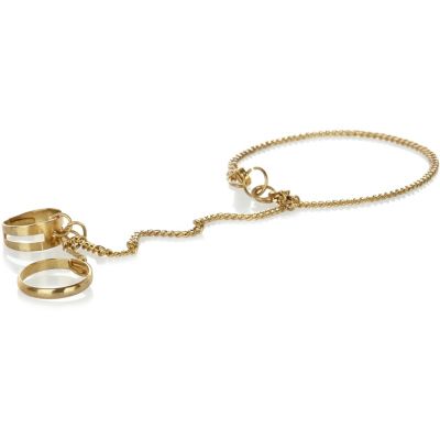 gold tone two finger hand chain  