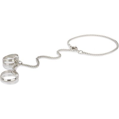 silver tone two finger hand chain  
