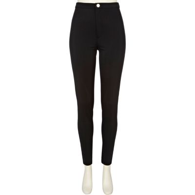 Black wet look tube pants