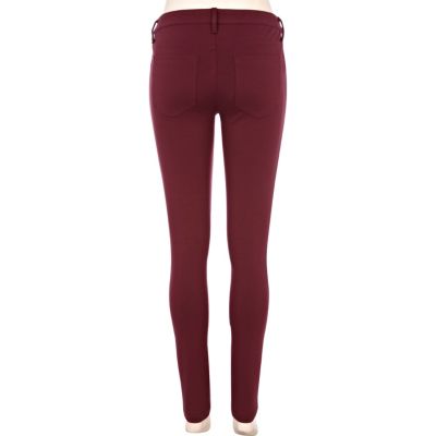 Dark red ponti skinny trousers
