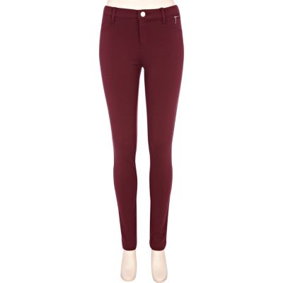 Dark red ponti skinny trousers
