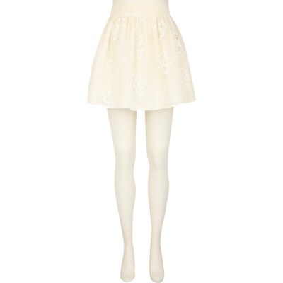 Cream floral organza mini skirt