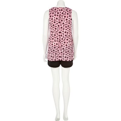 Pink circle print playsuit