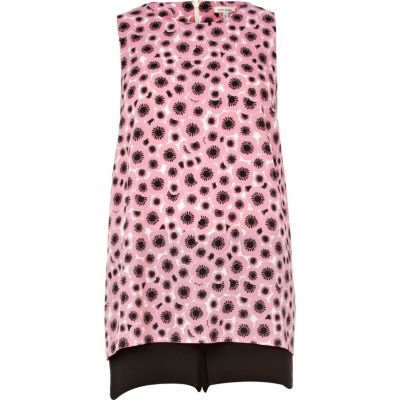 Pink circle print playsuit