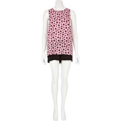 Pink circle print playsuit