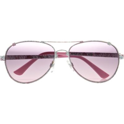Pink floral print aviator sunglasses