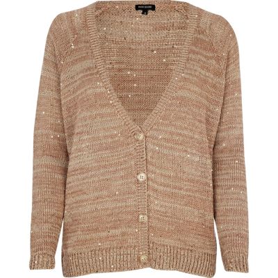 Dark beige sequin cardigan