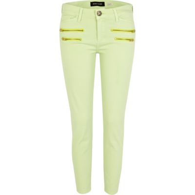 Lime zip ellys ankle grazer jeans