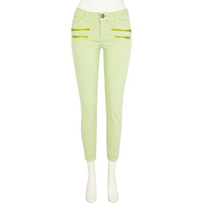 Lime zip ellys ankle grazer jeans