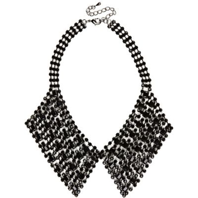 Black diamante pointed collar necklace