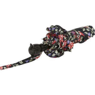 Black floral print umbrella