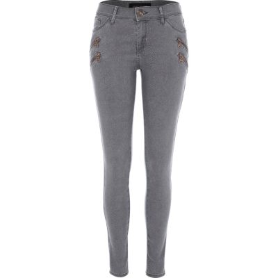 Grey snakeskin print Ellys super skinny jeans