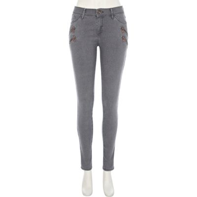 Grey snakeskin print Ellys super skinny jeans