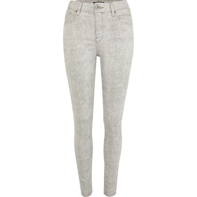 Beige snakeskin print Lana high waisted jeans