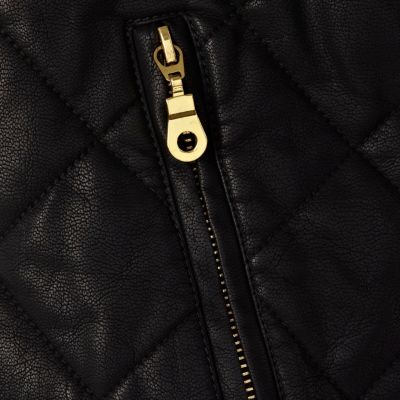 Black leather look snake bomber jacket