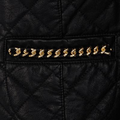 Black leather look chain jacket