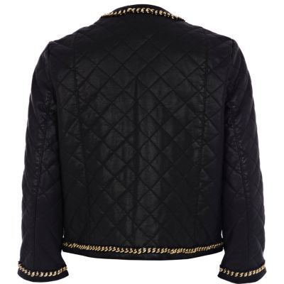 Black leather look chain jacket