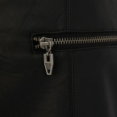 Black leather look snake shift dress