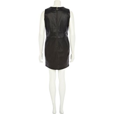 Black leather look snake shift dress