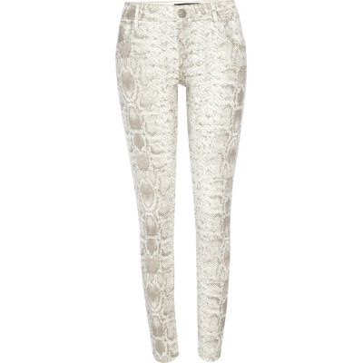White snake print Olive superskinny jeans
