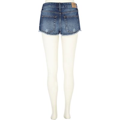 Mid wash denim super short hotpants