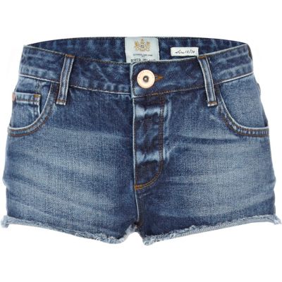 Mid wash denim super short hotpants