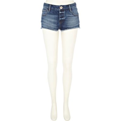 Mid wash denim super short hotpants