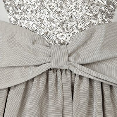 Grey sequin midi prom dress