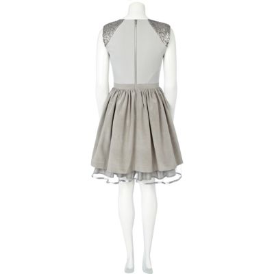Grey sequin midi prom dress
