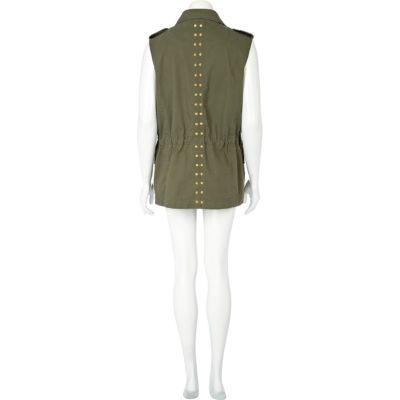 Khaki studded army gilet