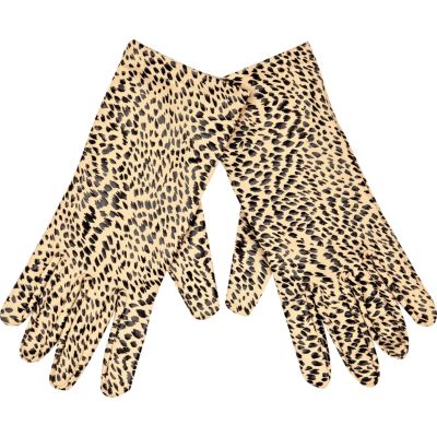 Brown leopard print gloves
