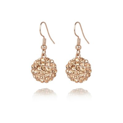 Light pink dangle encrusted ball earrings