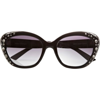 Black bling cateye sunglasses