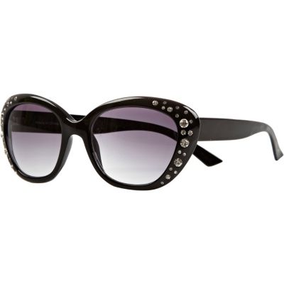 Black bling cateye sunglasses