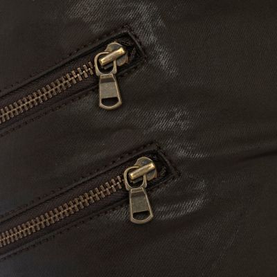Dark brown Ellys coated super skinny jeans