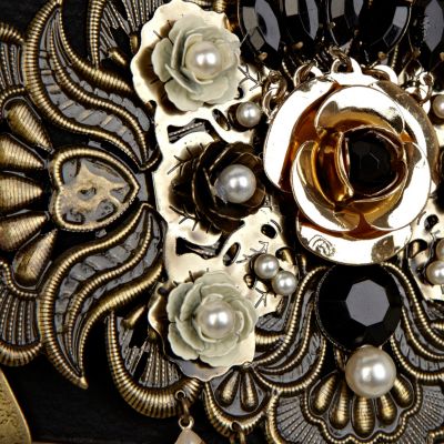 Black baroque embellished waist belt