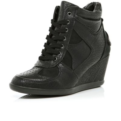 Black wedge high tops