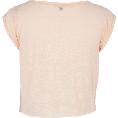Pink live love print crop t-shirt