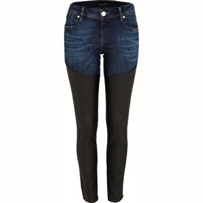 Black leather look Olive superskinny jeans
