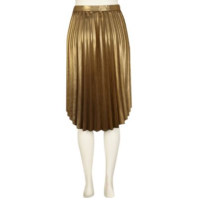 Gold metallic dip hem skirt
