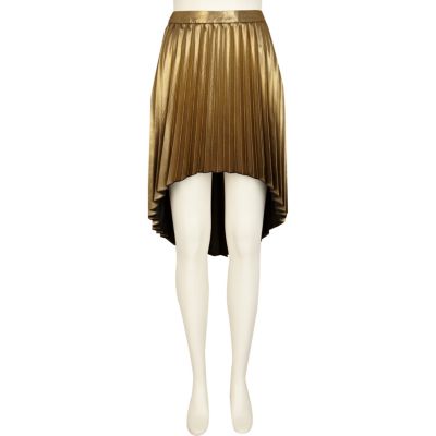 Gold metallic dip hem skirt