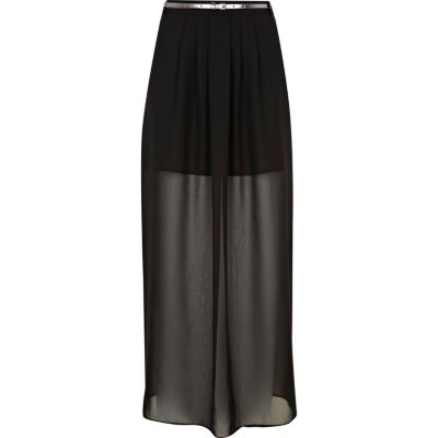 Black chiffon maxi skirt