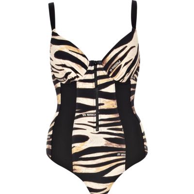 Brown zebra print Pacha bikini swimsuit