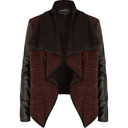 RED PU SLEEVE FALLAWAY BIKER JACKET RED PU SLEEVE FALLAWAY BIKER JACKET