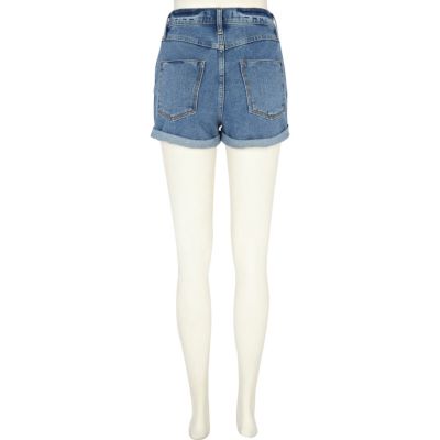 Mid wash denim shorts